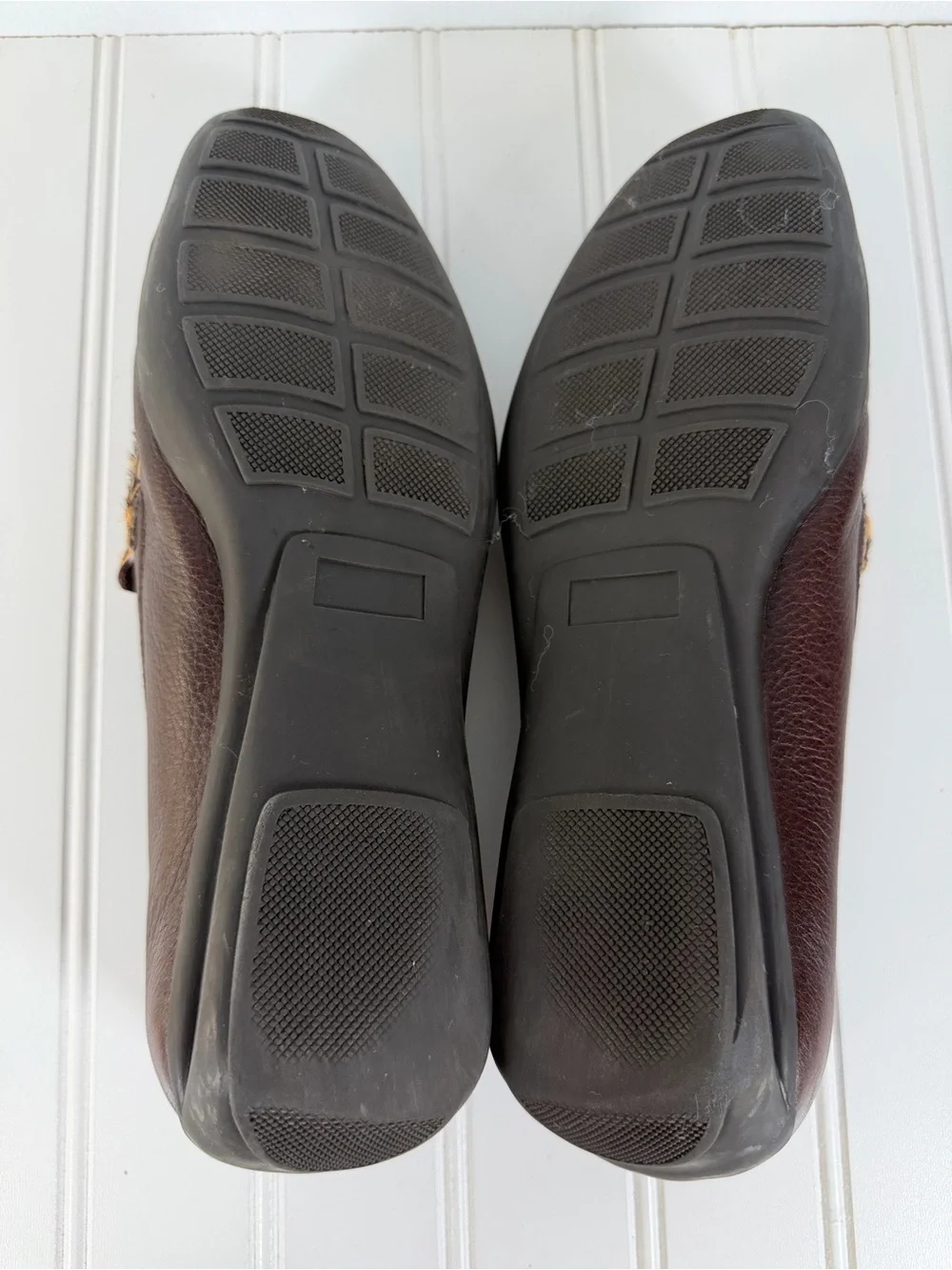 Vintage Studio C Womens Brown Leather Cheetah Calf Hair Slip-on Loafers Sz 41/10